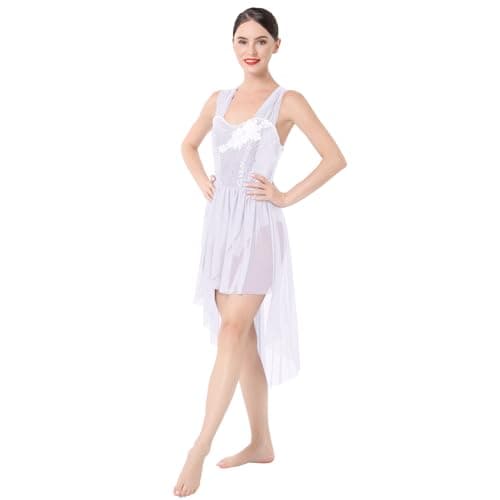 Women's Lyrical Dance Costume with Sequins and High Low Skirt