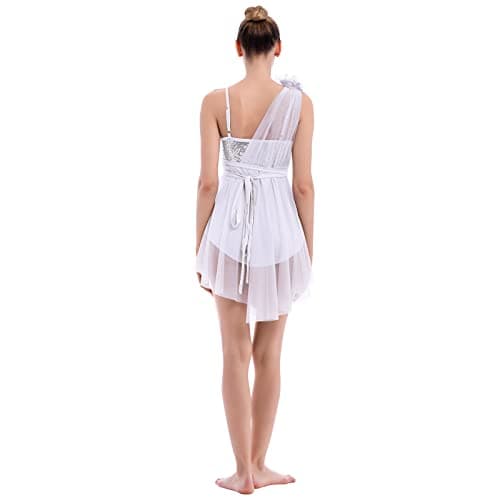 Women's Sequin Tulle Leotard Dress with Flower Hair Clip