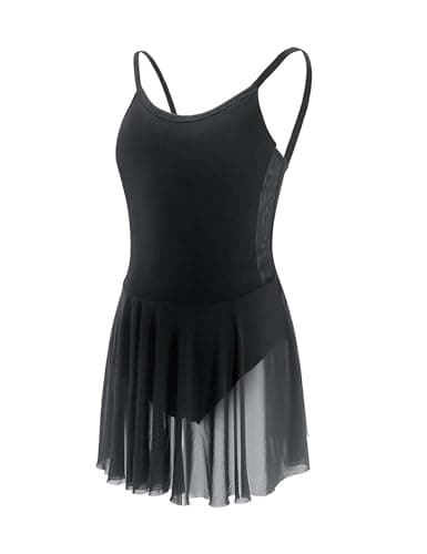 Daydance Black 3/4 Sleeve Ballet Skirted Leotard for Women