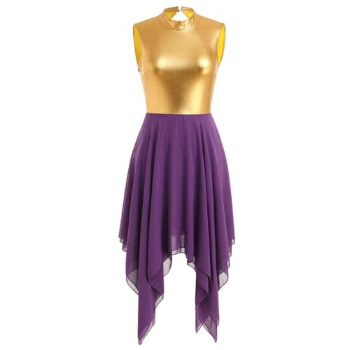 Women's Metallic Gold Chiffon Midi Dress