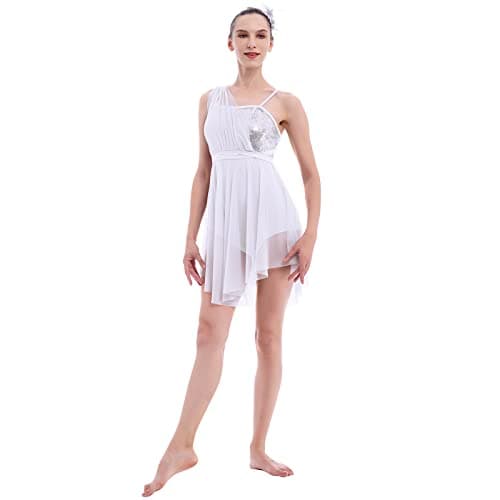 Women's Sequin Tulle Leotard Dress with Flower Hair Clip