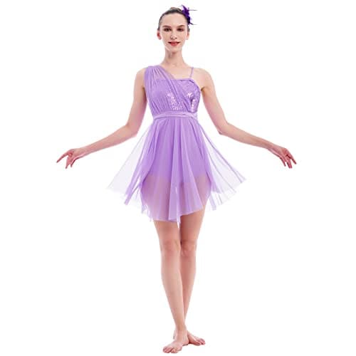 Women's Sequin Tulle Leotard Dress with Flower Hair Clip