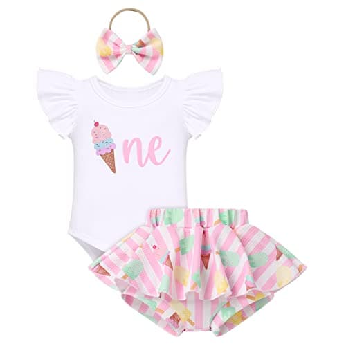 FYMNSI Baby Girls' First Birthday Sunflower Romper & Tutu shorts + Headband for Cake Smash Photo Props
