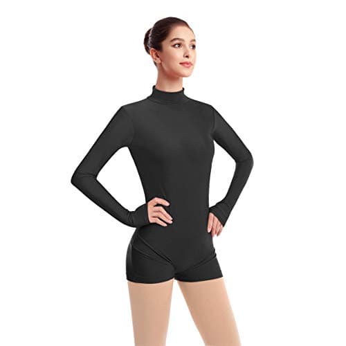 Women's Mock Neck Long Sleeve Dance Leotard for Gymnastics and Ballet