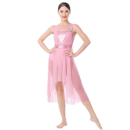 Women's Lyrical Dance Costume with Sequins and High Low Skirt