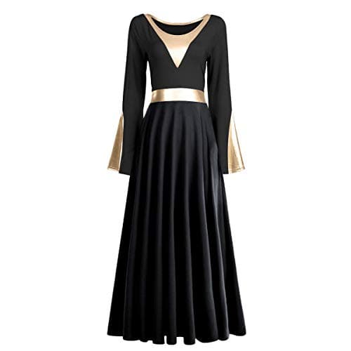 ODASDO Women Praise Dance Dress Metallic Maxi Robe