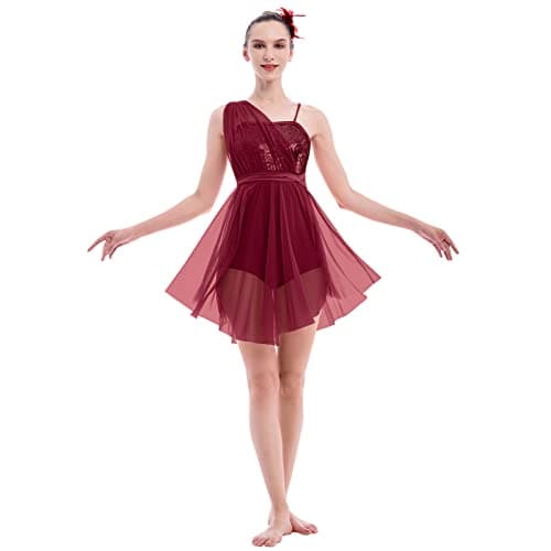 Women's Sequin Tulle Leotard Dress with Flower Hair Clip
