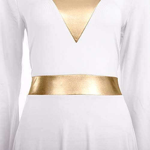 ODASDO Women Praise Dance Dress Metallic Maxi Robe