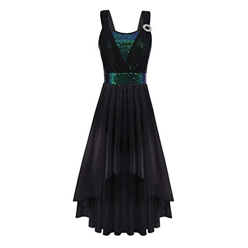Women's Lyrical Dance Costume with Sequins and High Low Skirt