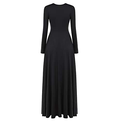 Metallic Color Block Long Sleeve Praise Dance Dresses for Women
