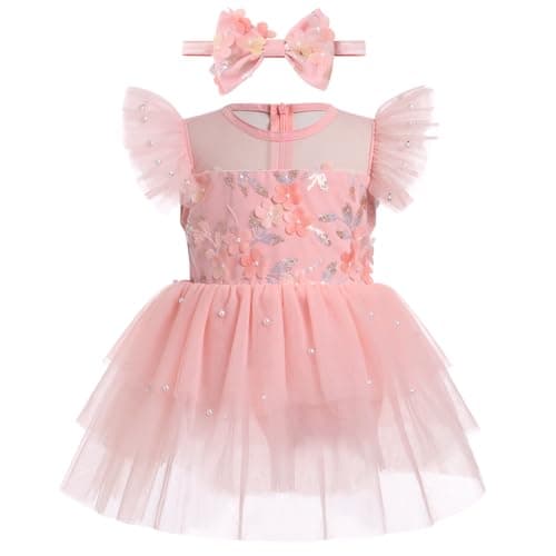 Newborn Baby Girls Princess Tutu Romper Dress with Headband
