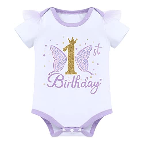ODASDO Baby Girl First Birthday Outfit with Flower Print Tutu Skirt & Crown