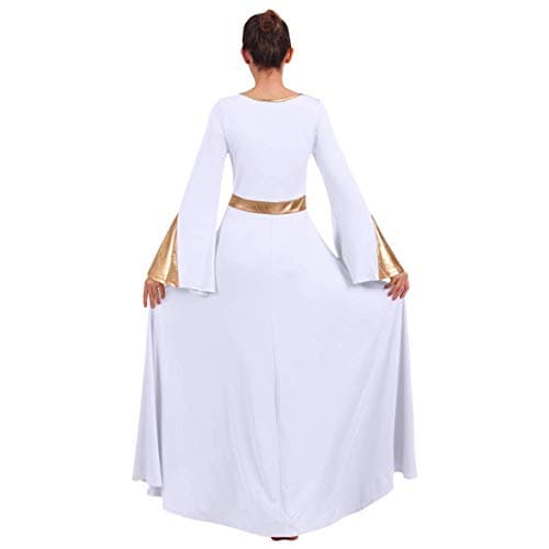 ODASDO Women Praise Dance Dress Metallic Maxi Robe