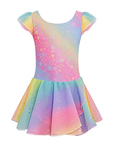 Girls Ballet Dance Dress with Ruffle Sleeves