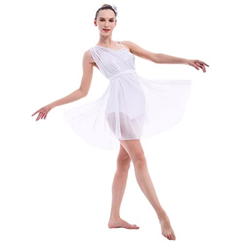 Women's Sequin Tulle Leotard Dress with Flower Hair Clip