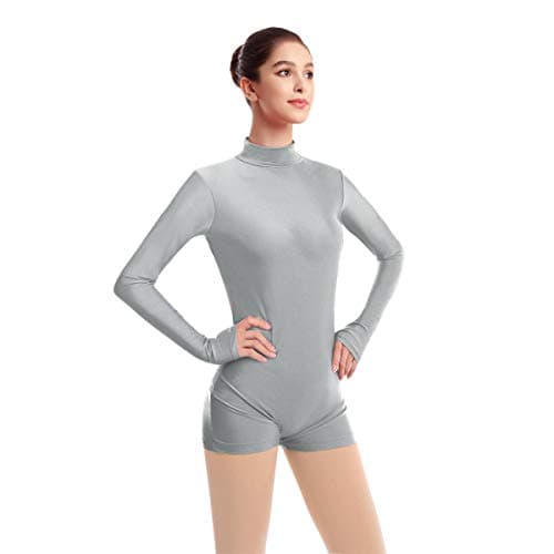 Women's Mock Neck Long Sleeve Dance Leotard for Gymnastics and Ballet