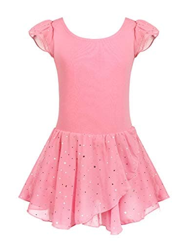 Girls Ballet Dance Dress with Ruffle Sleeves