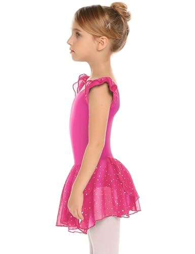 Girls Ballet Dance Dress with Ruffle Sleeves