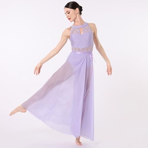 Lyrical Dance Costume for Women - Leotard and Long Wrap Skirt
