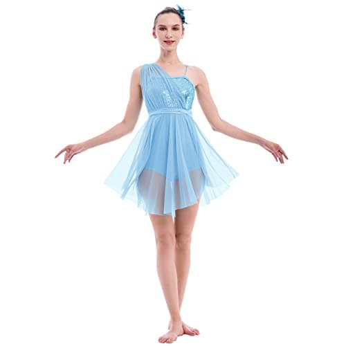 Women's Sequin Tulle Leotard Dress with Flower Hair Clip