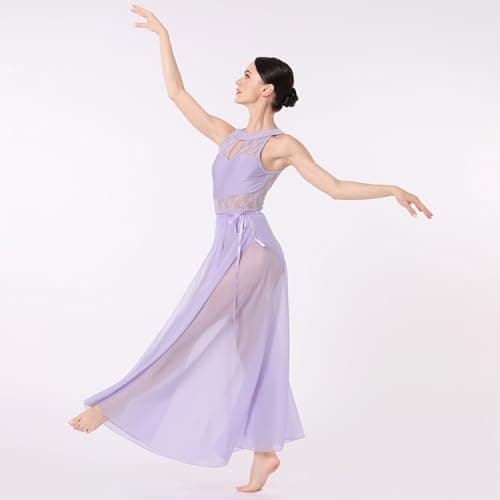 Lyrical Dance Costume for Women - Leotard and Long Wrap Skirt