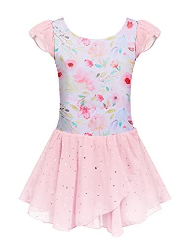 Girls Ballet Dance Dress with Ruffle Sleeves