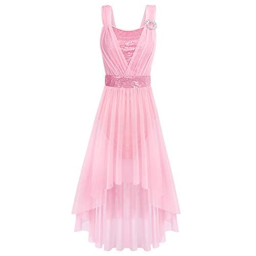 Women's Lyrical Dance Costume with Sequins and High Low Skirt