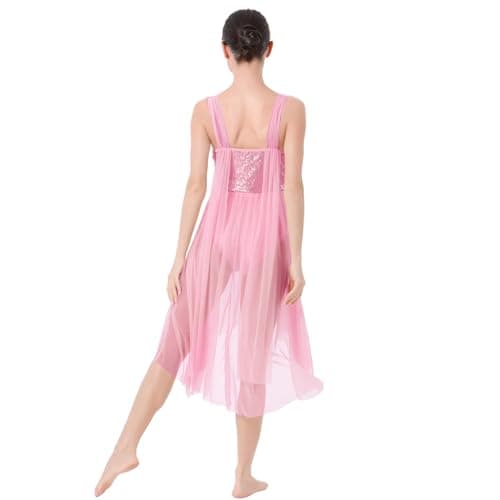 Women's Lyrical Dance Costume with Sequins and High Low Skirt