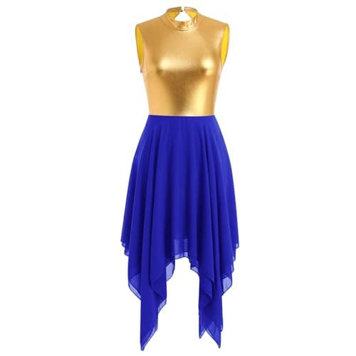 Women's Metallic Gold Chiffon Midi Dress