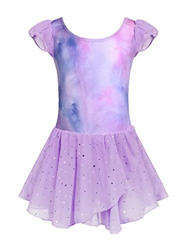 Girls Ballet Dance Dress with Ruffle Sleeves