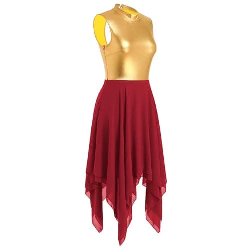 Women's Metallic Gold Chiffon Midi Dress