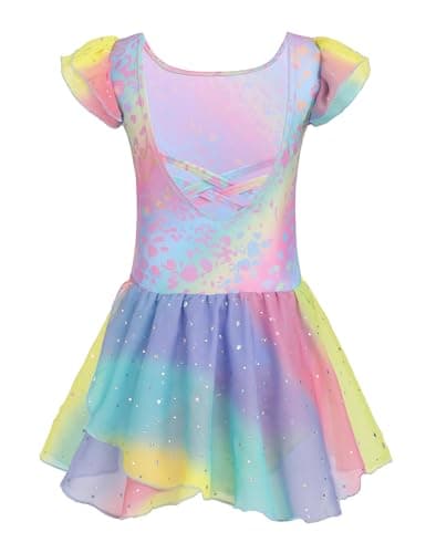 Girls Ballet Dance Dress with Ruffle Sleeves