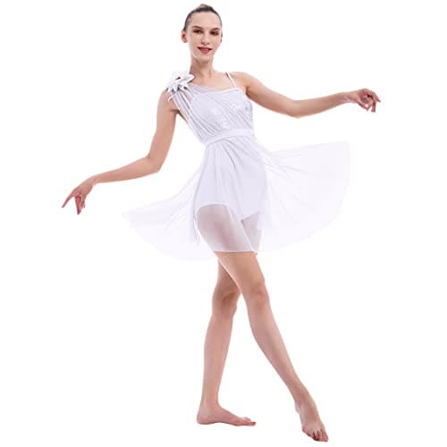 Women's Sequin Tulle Leotard Dress with Flower Hair Clip