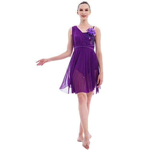 Women's Sequin Tulle Leotard Dress with Flower Hair Clip