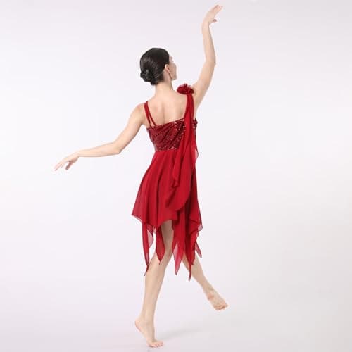 ODASDO Women's Modern Lyrical Dance Costumes - Sequin Chiffon Handkerchief Dress