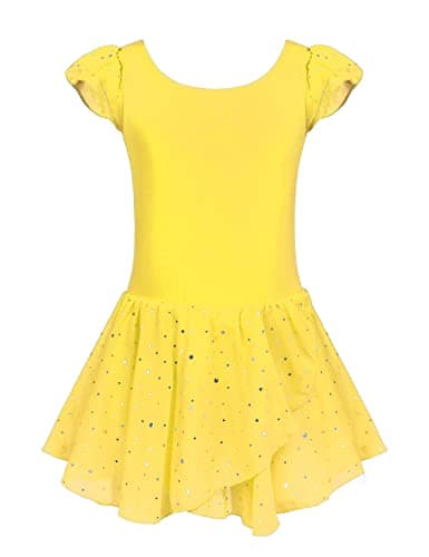 Girls Ballet Dance Dress with Ruffle Sleeves