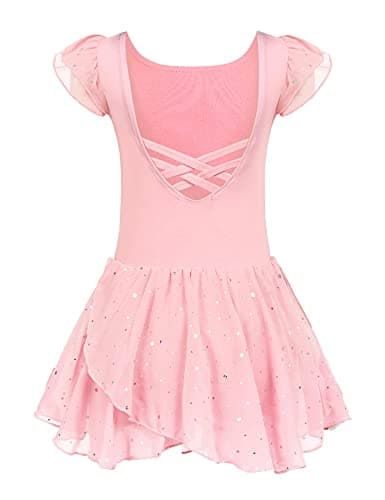 Girls Ballet Dance Dress with Ruffle Sleeves