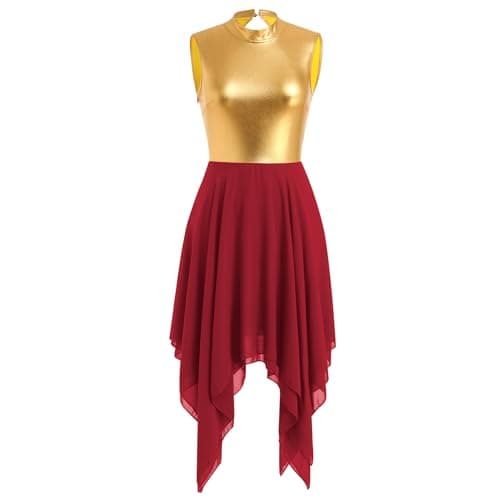 Women's Metallic Gold Chiffon Midi Dress