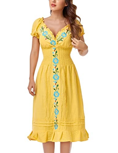 Mexican Embroidered Casual Dress for Women