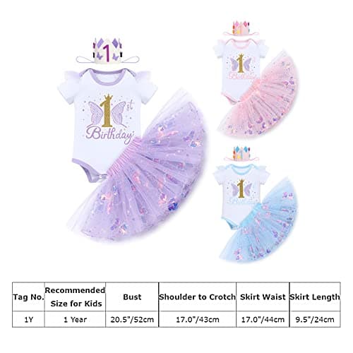 ODASDO Baby Girl First Birthday Outfit with Flower Print Tutu Skirt & Crown