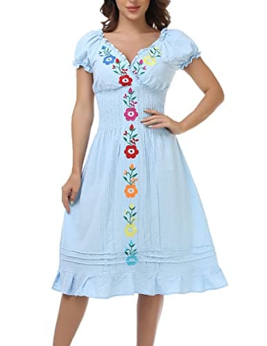 Mexican Embroidered Casual Dress for Women