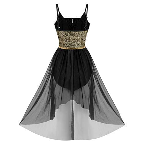 Shiny Sequins High Low Mesh Tulle Lyrical Dance Dress for Women