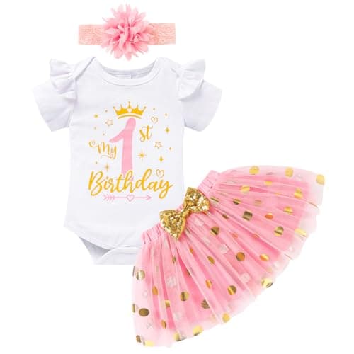 Onederland GRNSHTS Baby Girl First Birthday Romper & Tutu Skirt Outfit