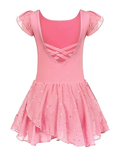 Girls Ballet Dance Dress with Ruffle Sleeves