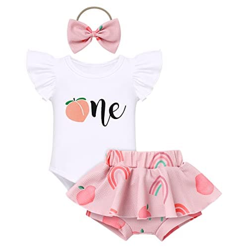 FYMNSI Baby Girls' First Birthday Sunflower Romper & Tutu shorts + Headband for Cake Smash Photo Props