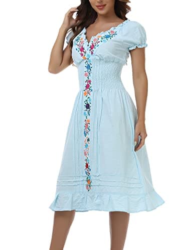 Mexican Embroidered Casual Dress for Women