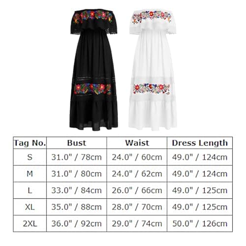 Mexican Off Shoulder Floral Maxi Dress for Women - Perfect for Summer Parties