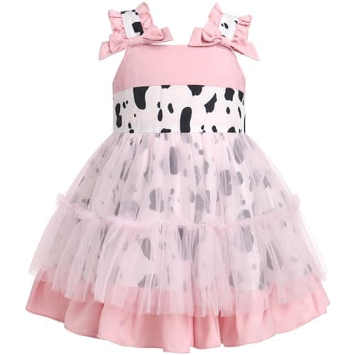 Love Heart Strawberry Bunny Printed Princess Party Dress for Toddlers and Kids