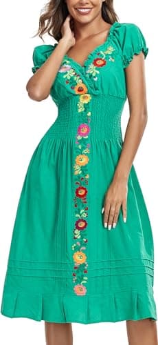 Mexican Embroidered Casual Dress for Women