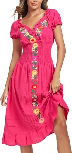 Mexican Embroidered Casual Dress for Women